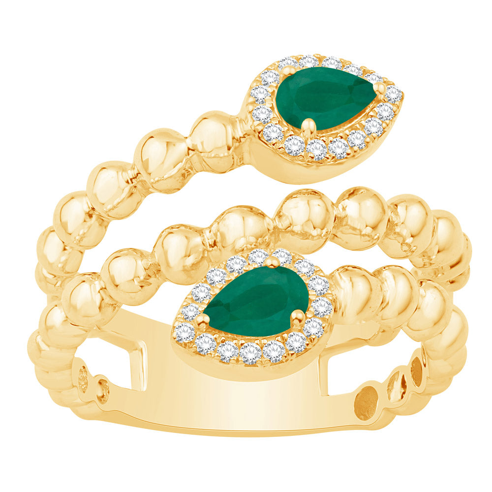 14kt Gold Emerald & Diamond Ring