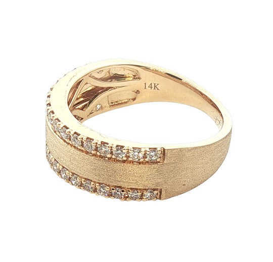Brushed Gold Two Row Diamond Band