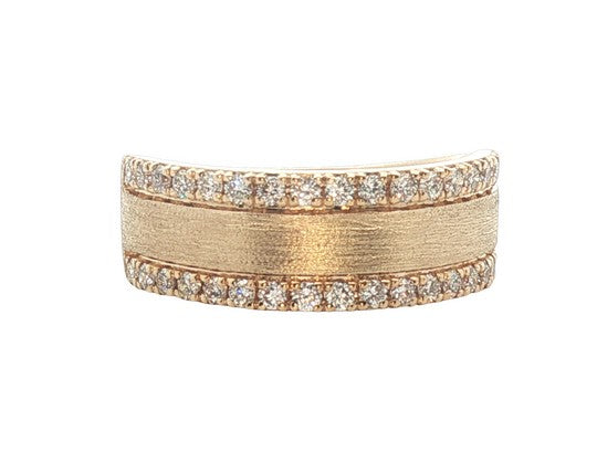 Brushed Gold Two Row Diamond Band