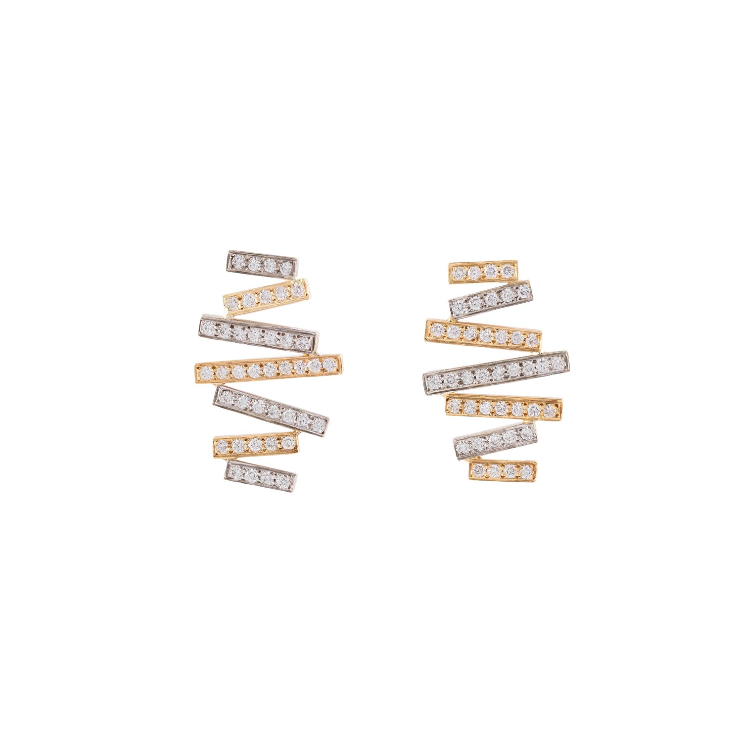 Jalin Custom Two-Tone Gold Diamond Bar Earrings