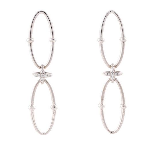 14KT White Gold Diamond Dangle Earrings