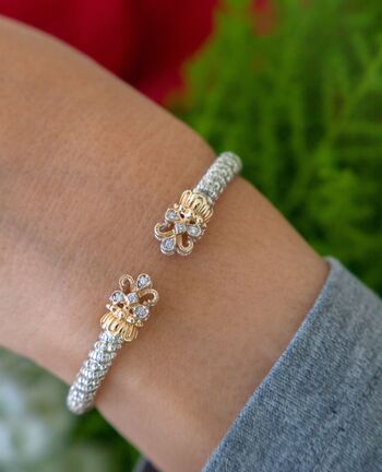 VAHAN 4mm Fleur de Lys Open Cuff Bracelet