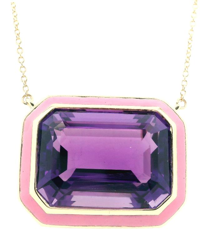 Gold Amethyst Gemstone Necklace