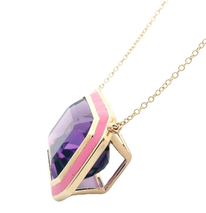 Gold Amethyst Gemstone Necklace