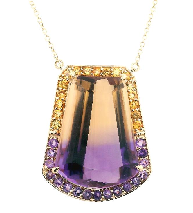 Gold Ametrine Gemstone Necklace