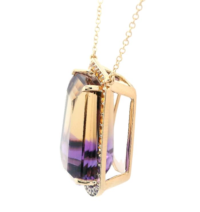 Gold Ametrine Gemstone Necklace