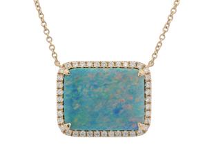 14KT Gold Opal and Diamond Necklace