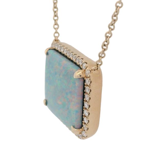 14KT Gold Opal and Diamond Necklace