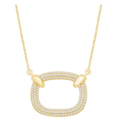 14KT Gold & Diamond Open Oval Necklace