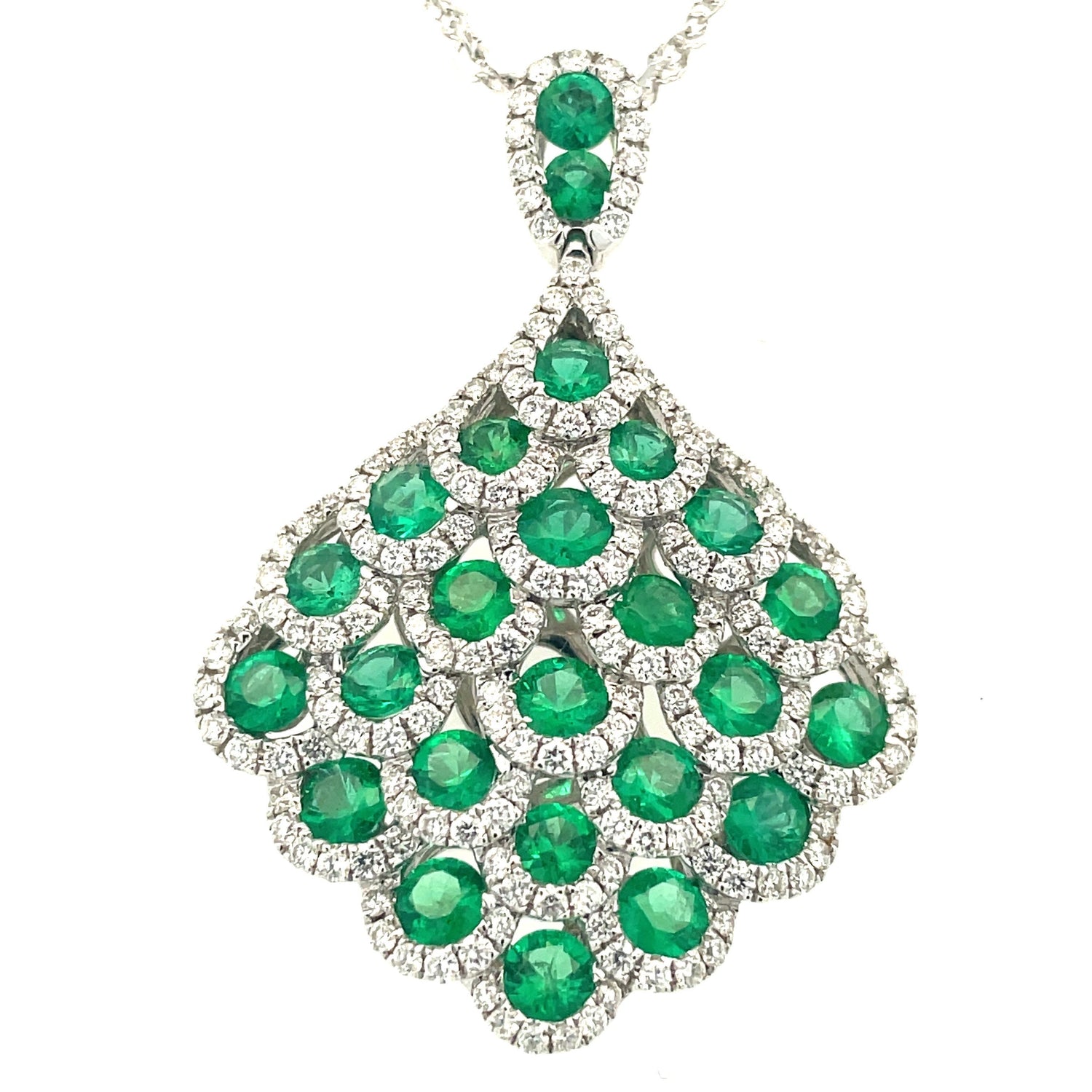 The Peacock Emerald & Diamond Necklace by Kattan Jewelry
