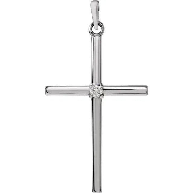 White Gold Diamond Cross Pendant