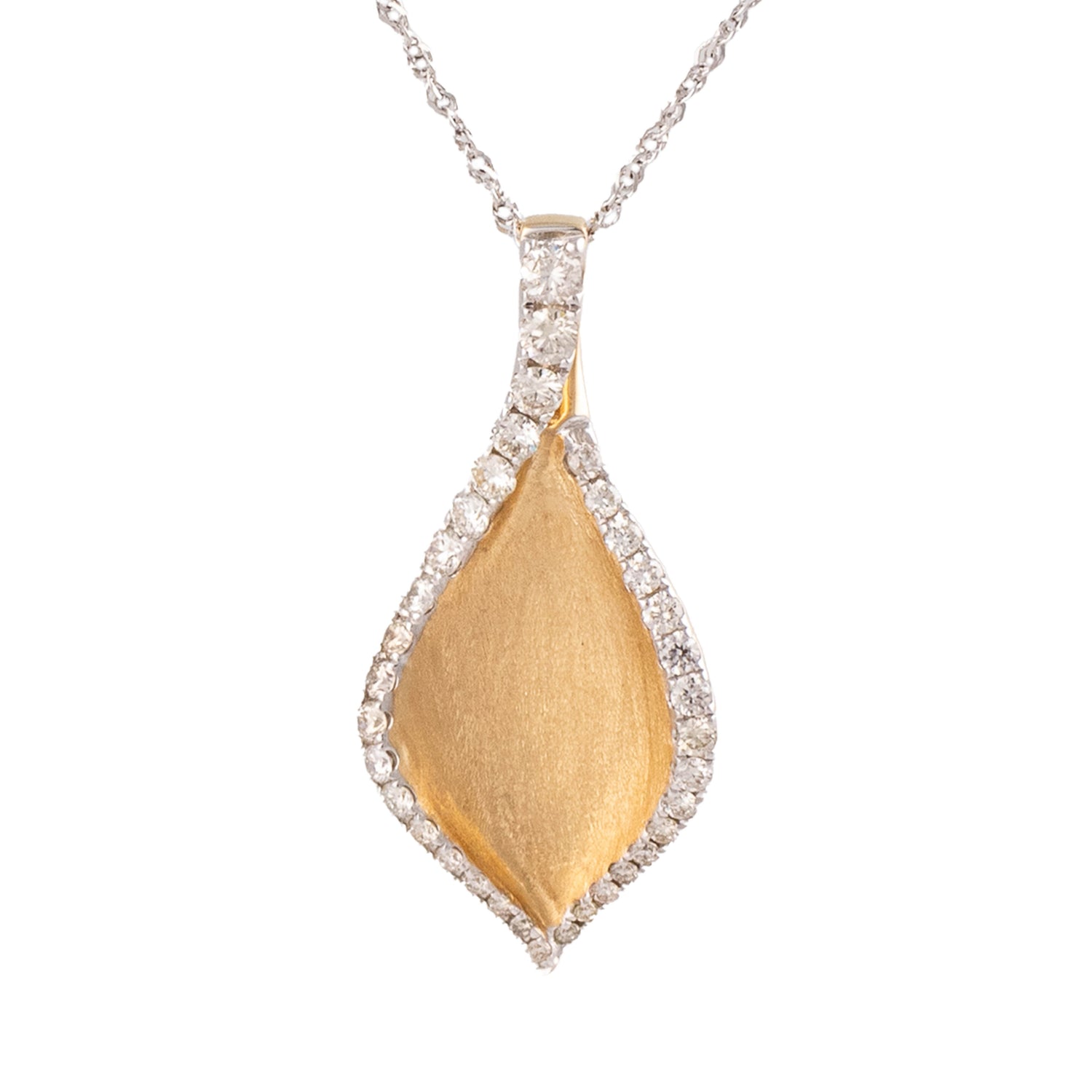 14KT Brushed Gold Teardrop Necklace