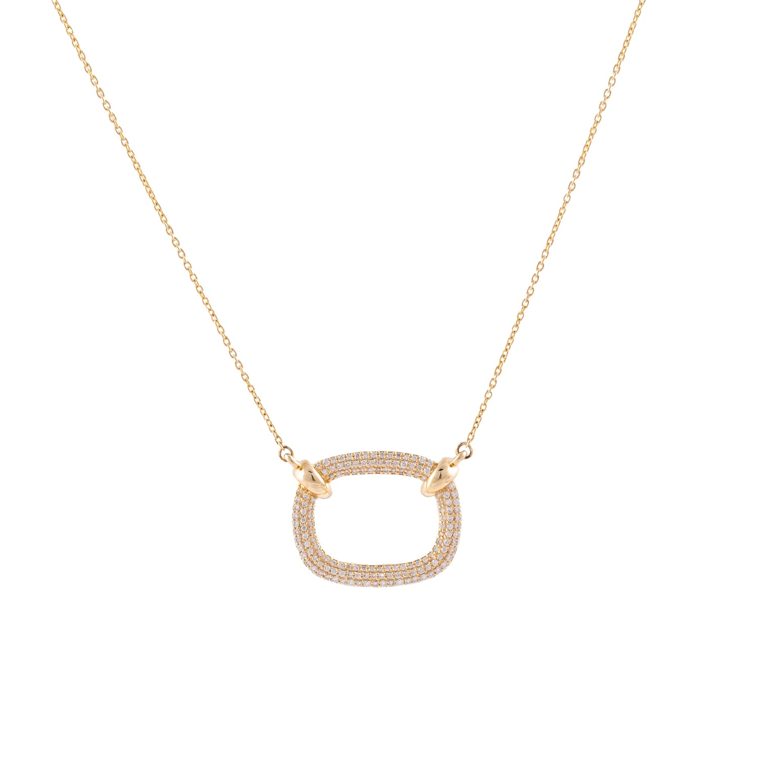 14KT Gold & Diamond Open Oval Necklace