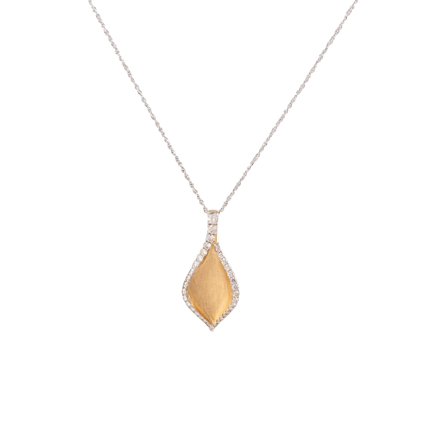 14KT Brushed Gold Teardrop Necklace