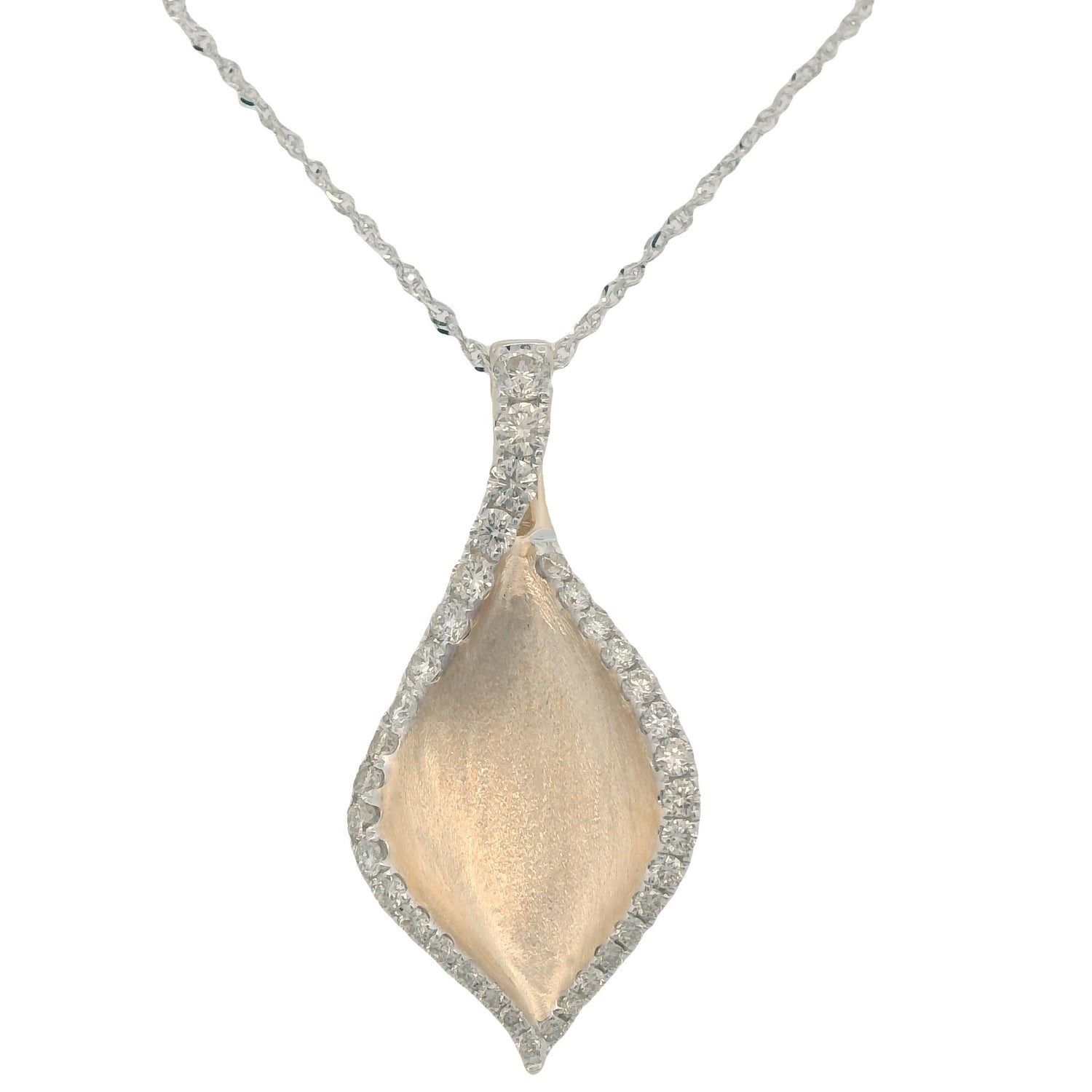 14KT Brushed Gold Teardrop Necklace